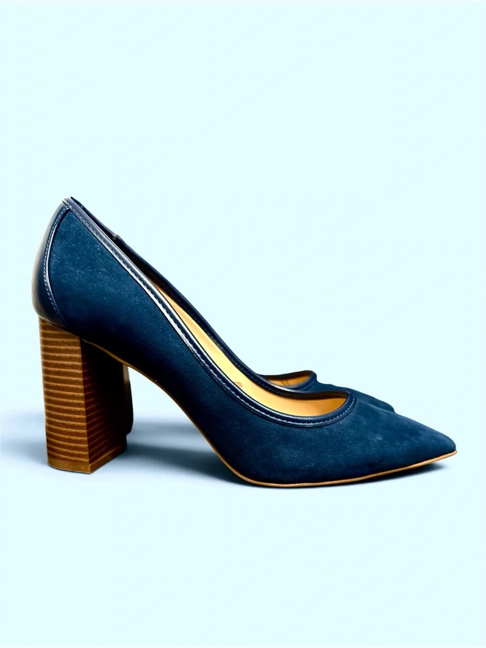 Ann Taylor Navy Suede Block Pump Heels